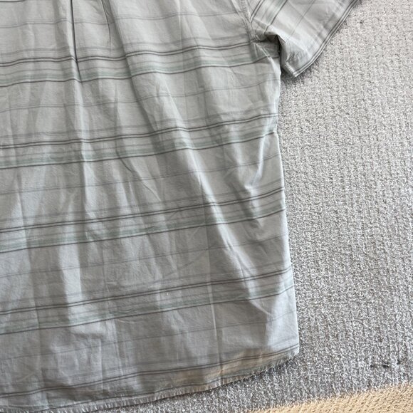 O'Neill Button Up Shirt Off-White / Grey w/Blue Striped Short Sleeve Surf Men XL - Picture 14 of 15